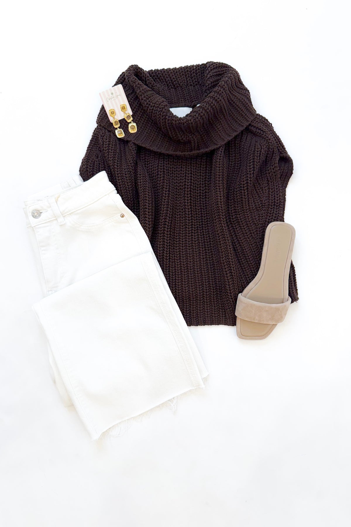 Cate Sleeveless Turtleneck Sweater Coffee Bean