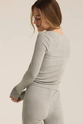 Leila Rib Top Heather Grey