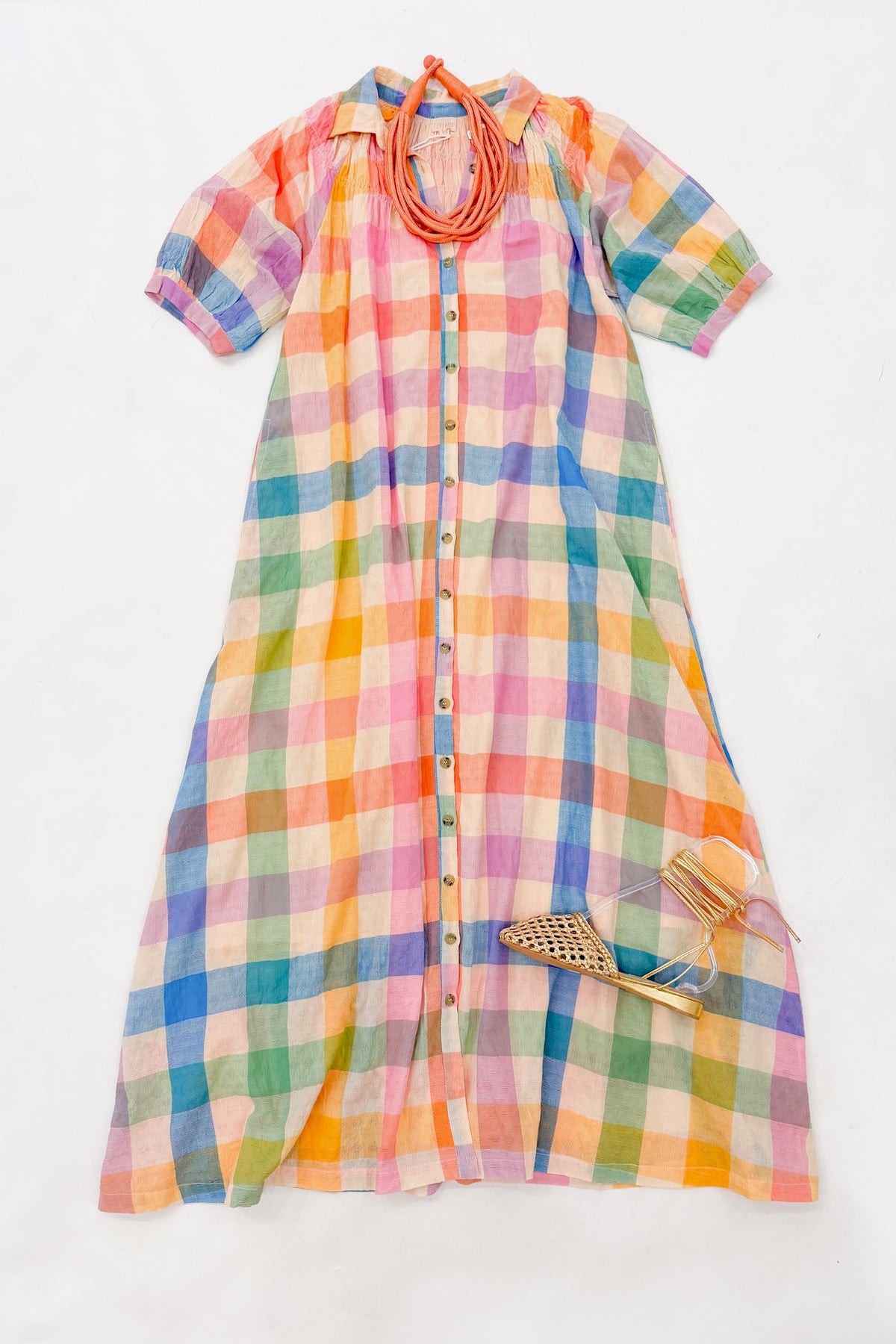 Oasis Dress Rainbow Plaid
