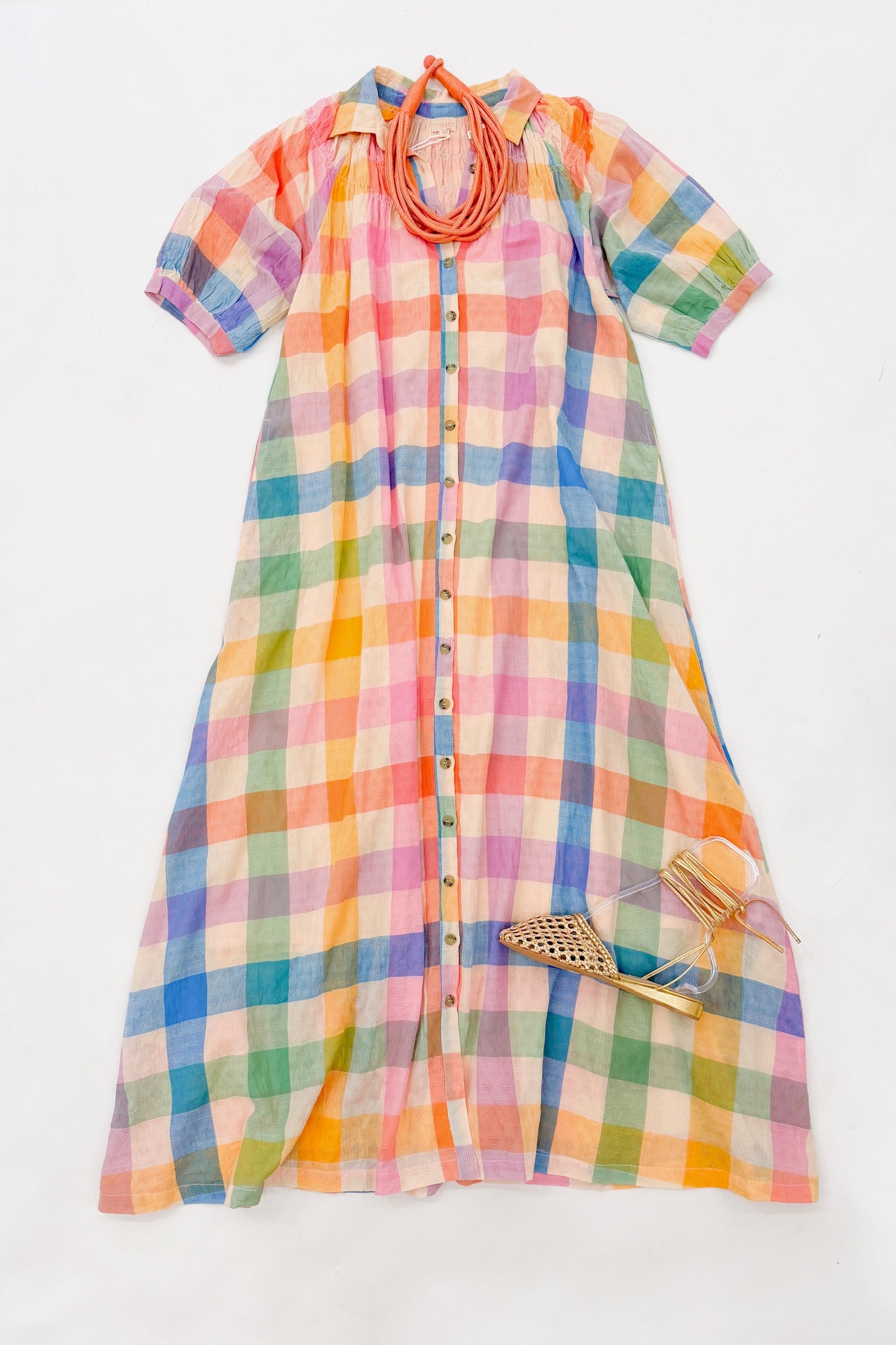 Oasis Dress Rainbow Plaid
