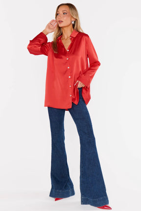 Smith Button Down Red Luxe Satin