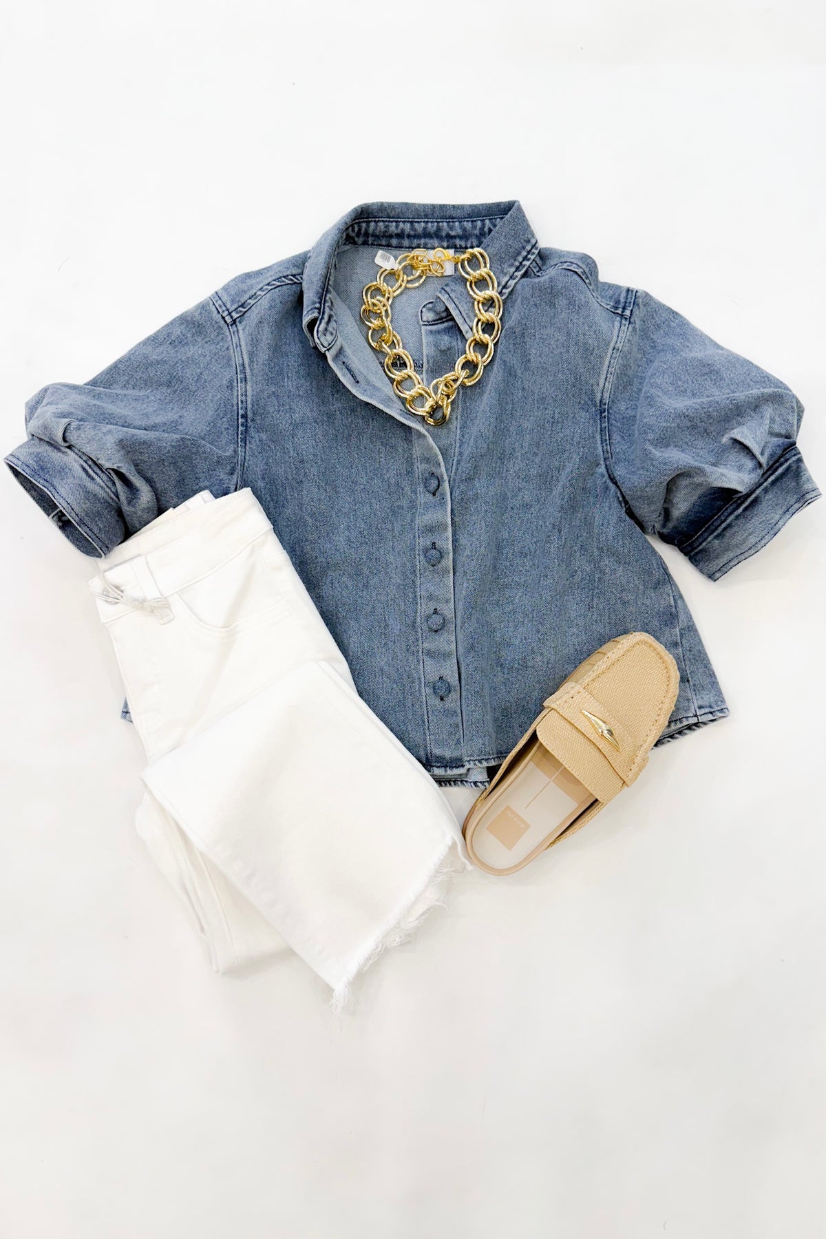 Denim Puff Sleeve Top