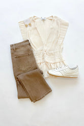 Cream Pleated Blouse