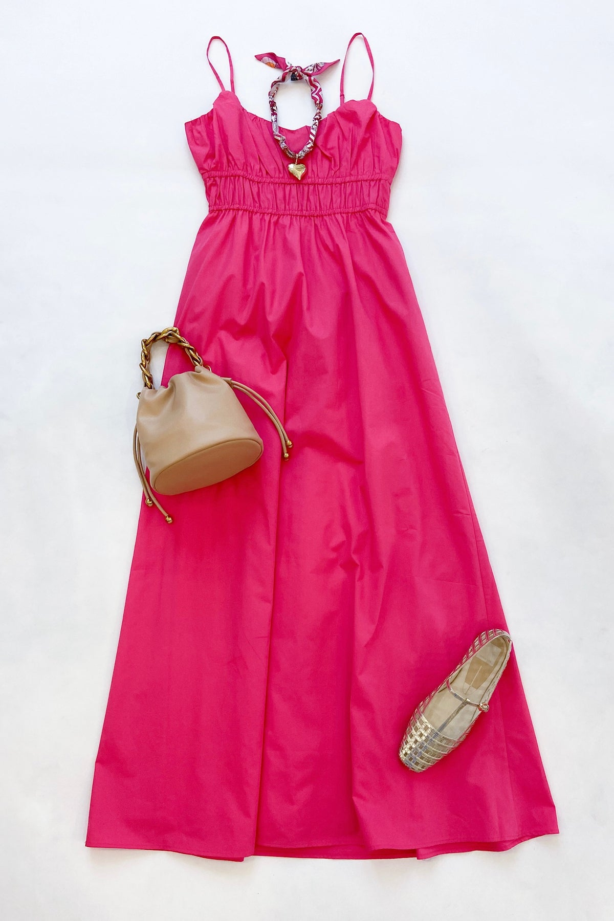 Poplin Ruched Maxi Dress