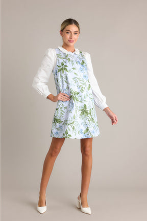 Emily Shift Dress Blue Lilac Botanical