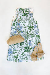 Emily Shift Dress Blue Lilac Botanical