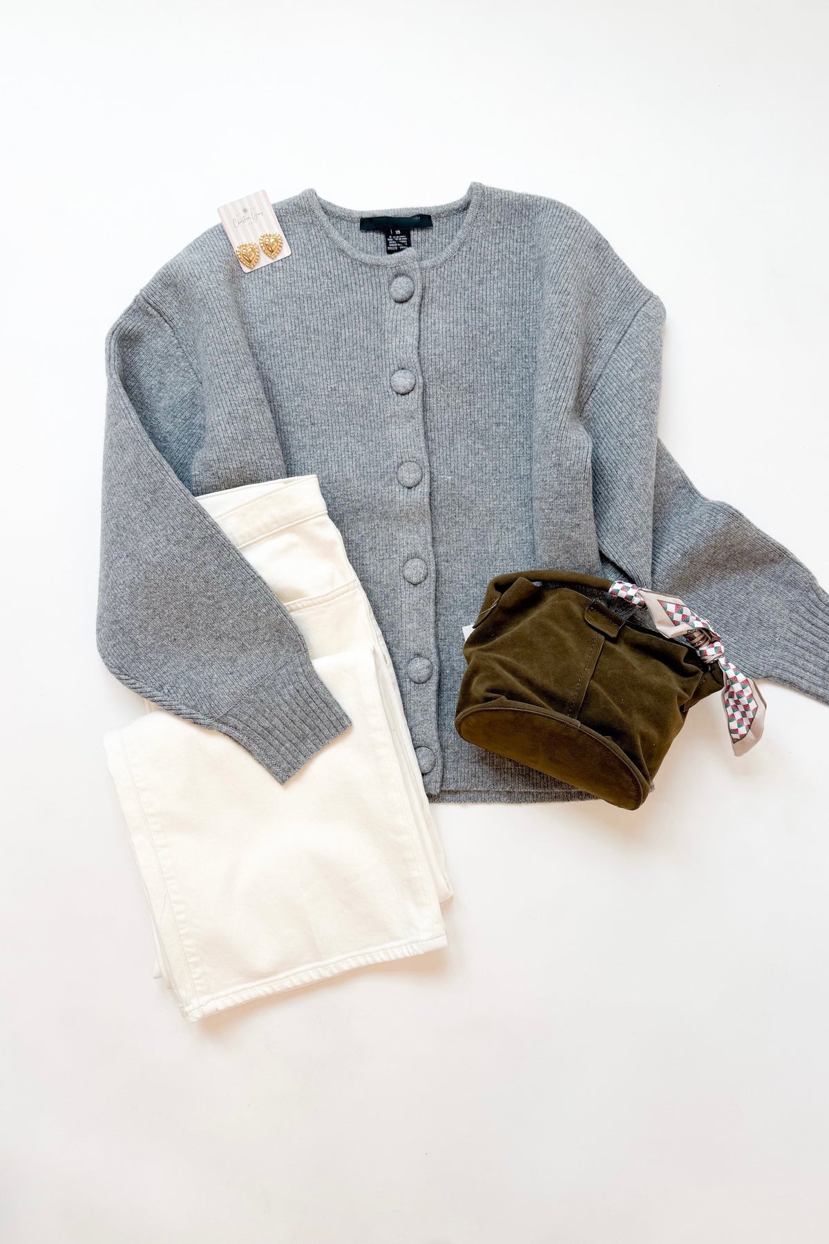 Riddley Knit Drop Shoulder Cardigan Grey