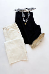 Birdie Linen Top Black