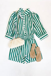 Emily Romper Green Stripe