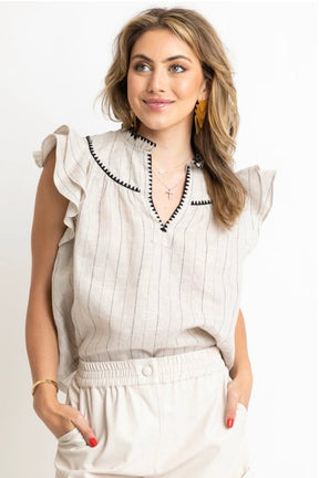 Linen Embroidered Blouse