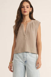 V Neck Airy Top Iced Coffee