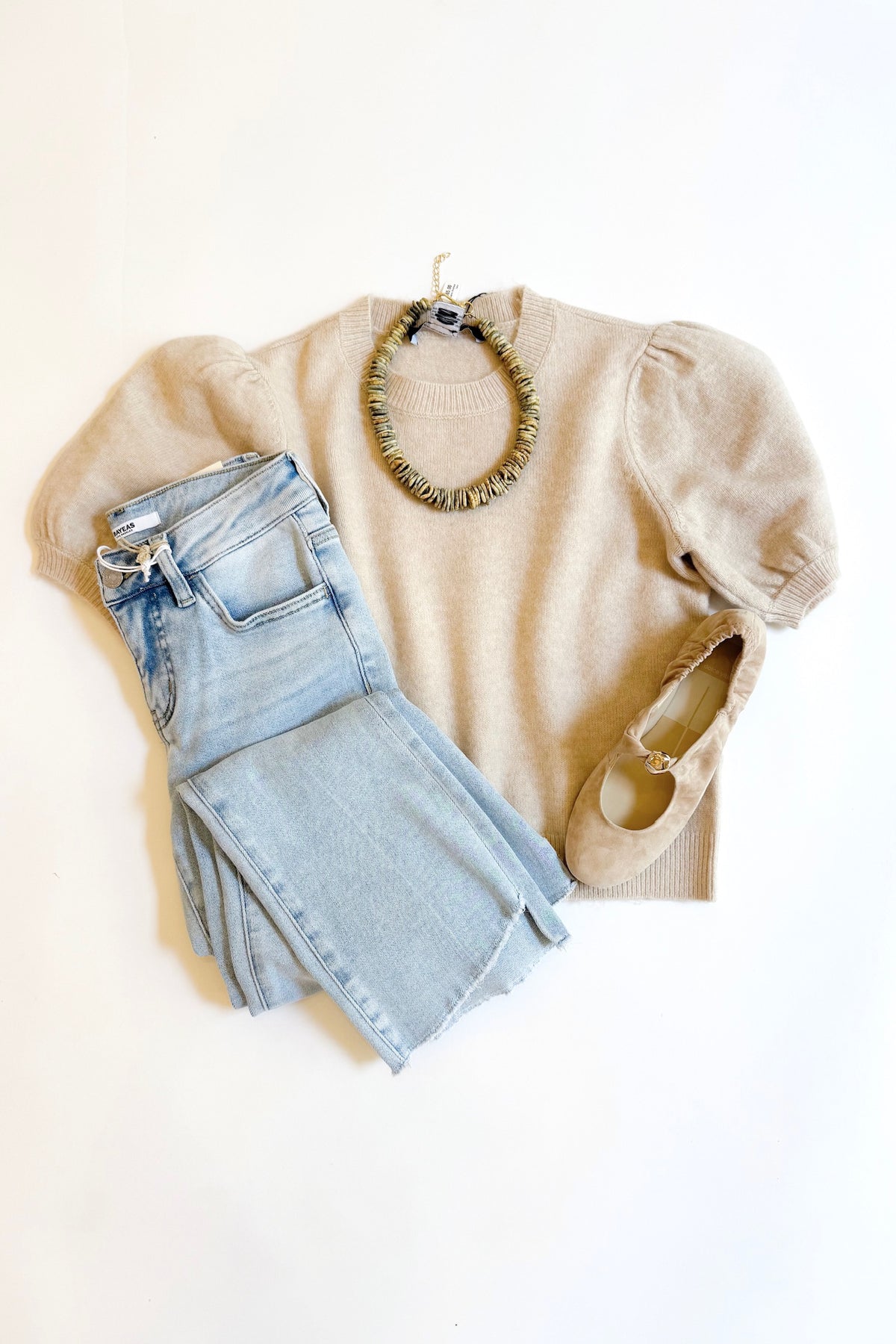 Yulia Knit Puff Sleeve Sweater Oatmeal