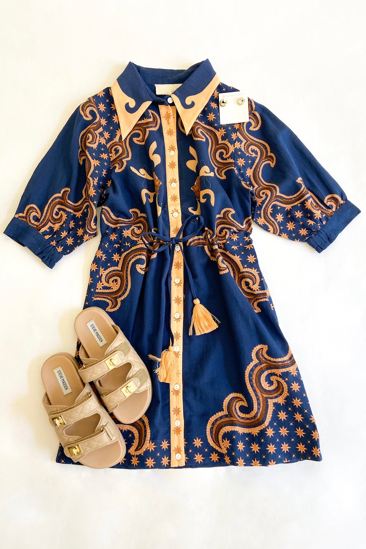 Celia Dress Navy Camel