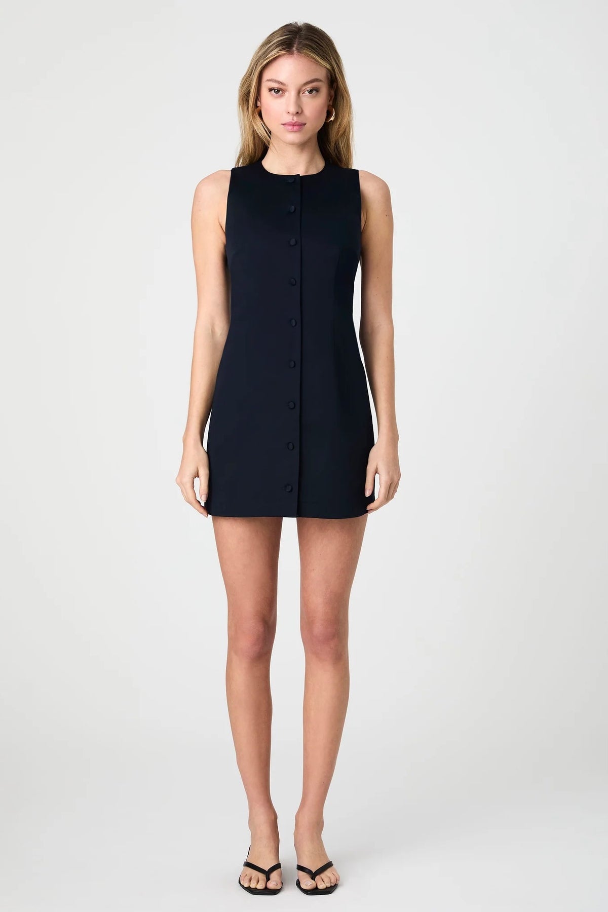 Cotton Sateen Mini Dress Navy