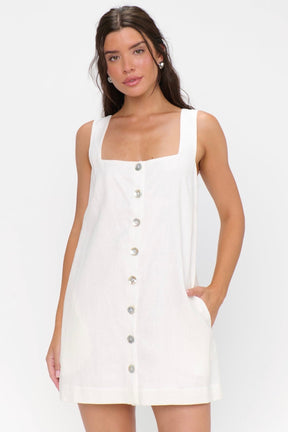 Everly Mini Dress White Linen