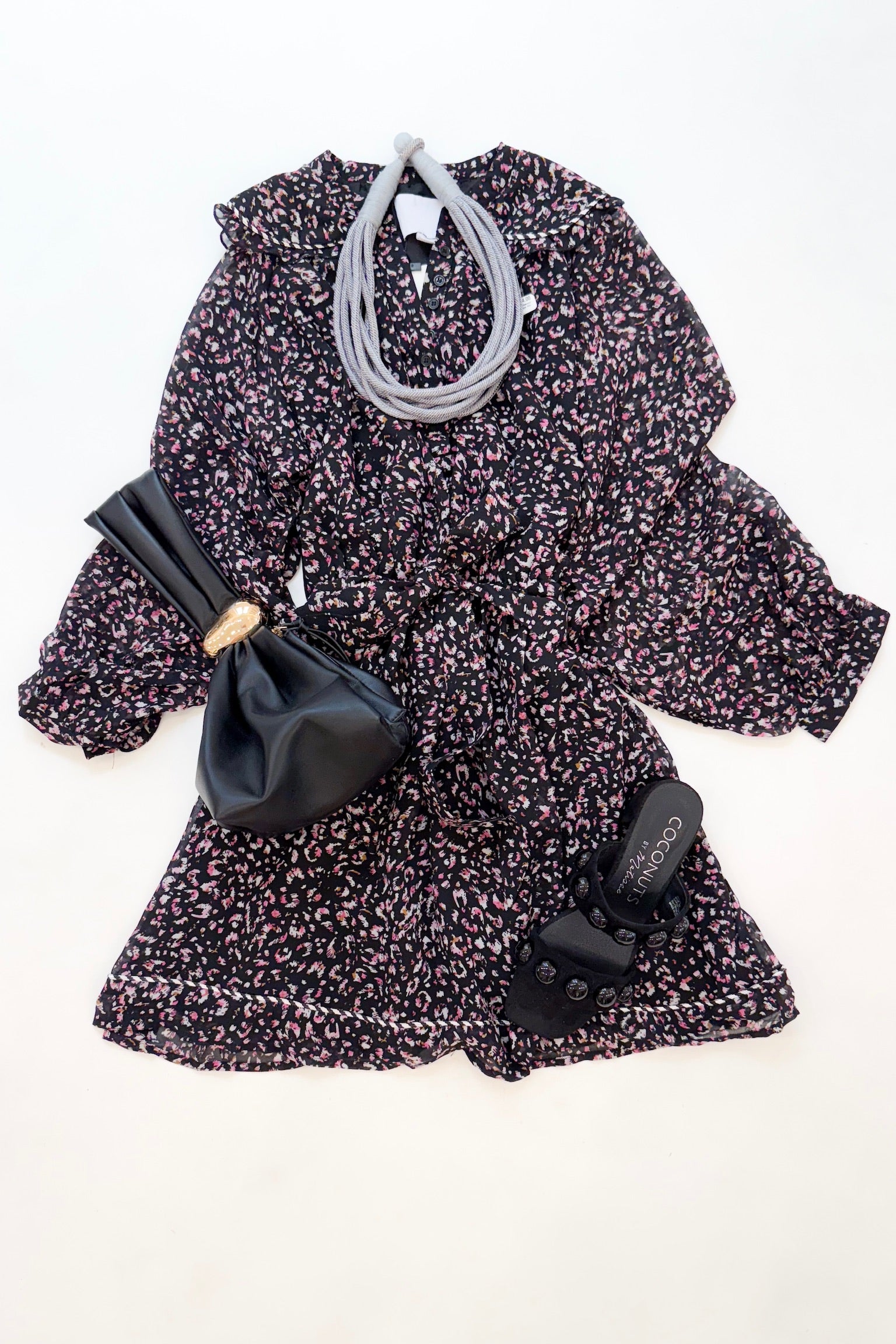Taylor Dress Black Pink Floral