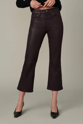 Callie Cropped Bootcut Coated Denim Dark Chocolate