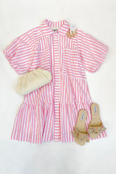Meredith Striped Dress Pink