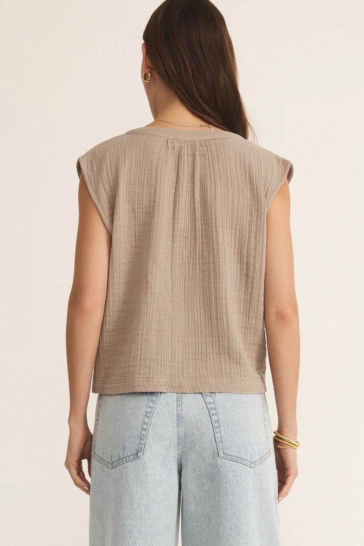 V Neck Airy Top Iced Coffee