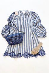 Samara Dress Navy Stripe