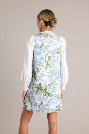 Emily Shift Dress Blue Lilac Botanical