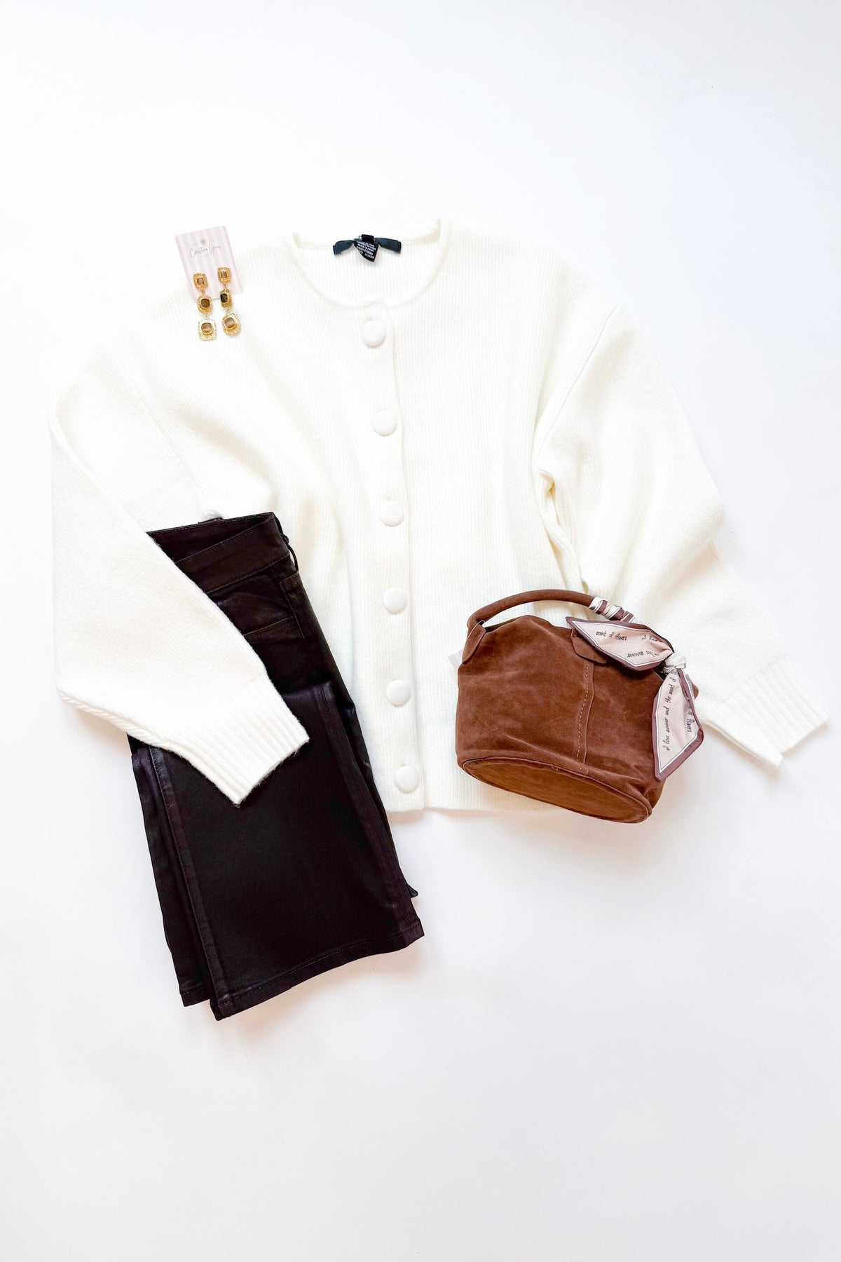Riddley Knit Drop Shoulder Cardigan Porcelain