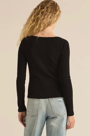 Pia Rib Top Black