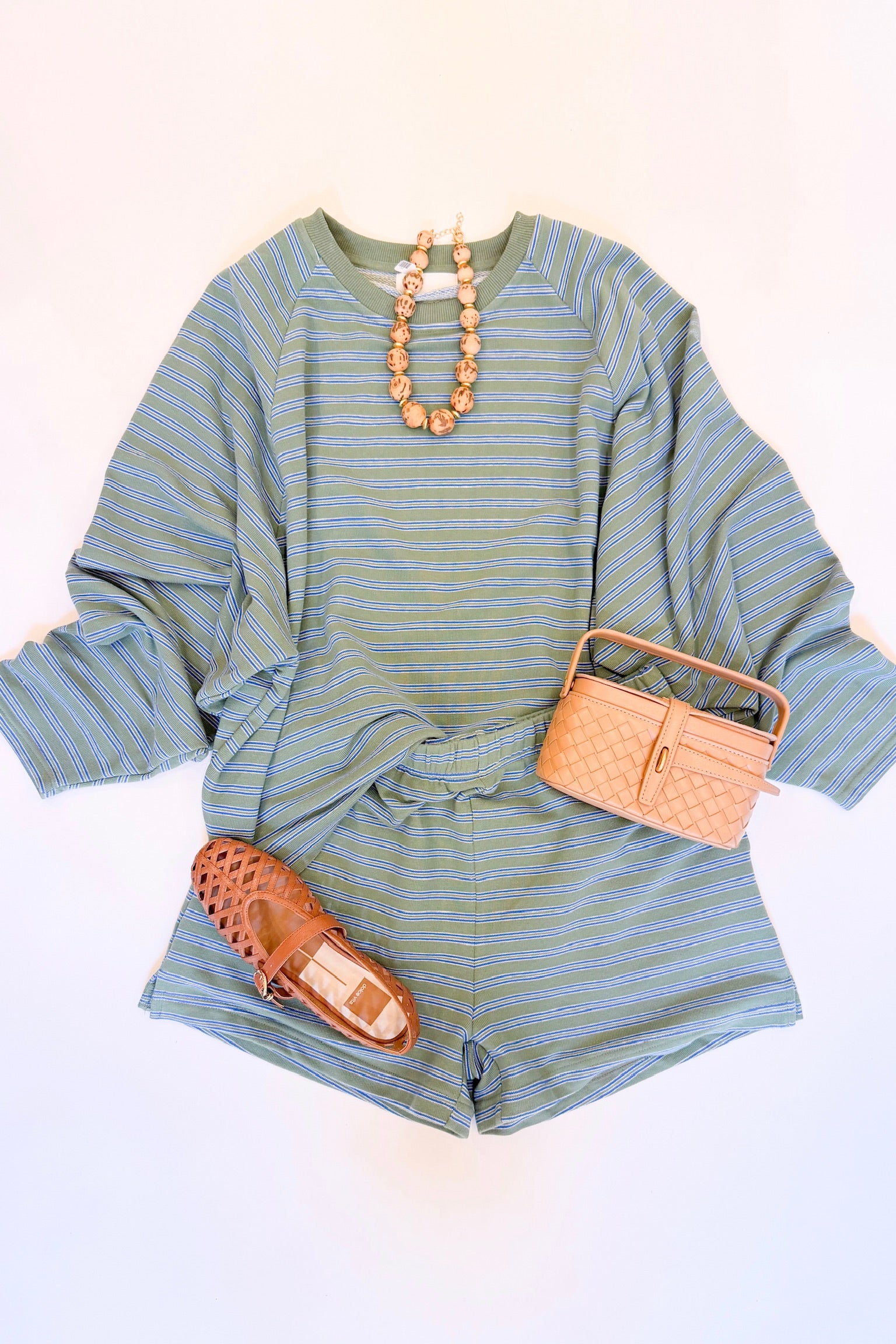 Sage Striped Short Set