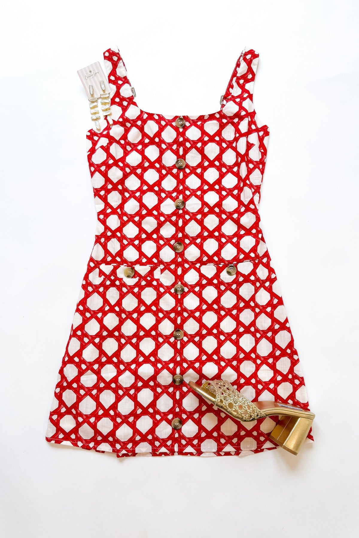 Merritt Dress Red Trellis