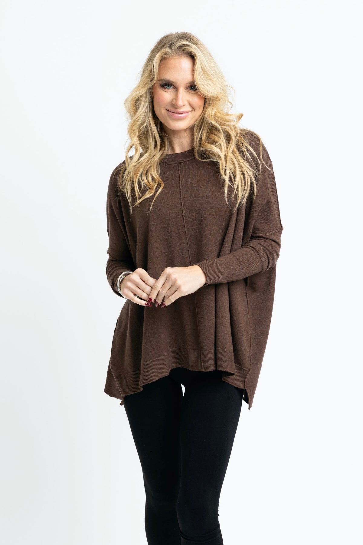 Cashmere Blend Crewneck Sweater Coffee