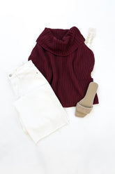 Cate Sleeveless Turtleneck Sweater Burgundy