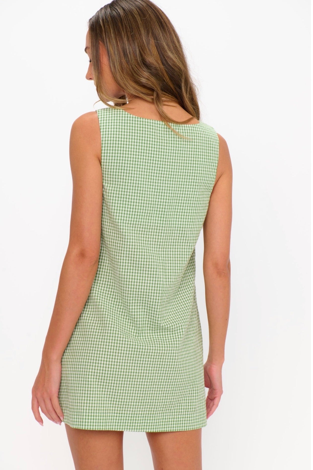 Everly Mini Dress Field Green Gingham