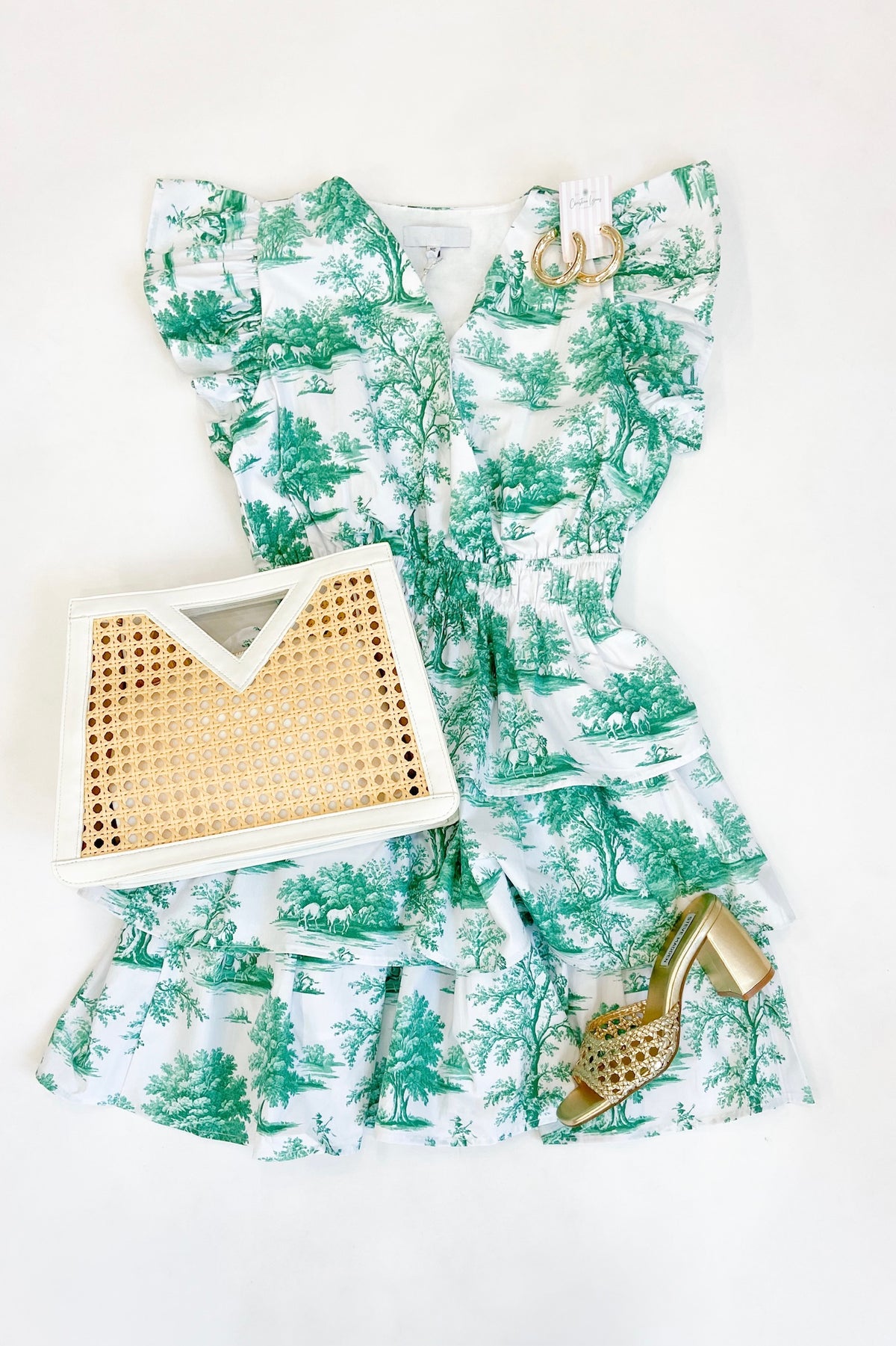 Bridget Ruffle Mini Dress Eden Toile
