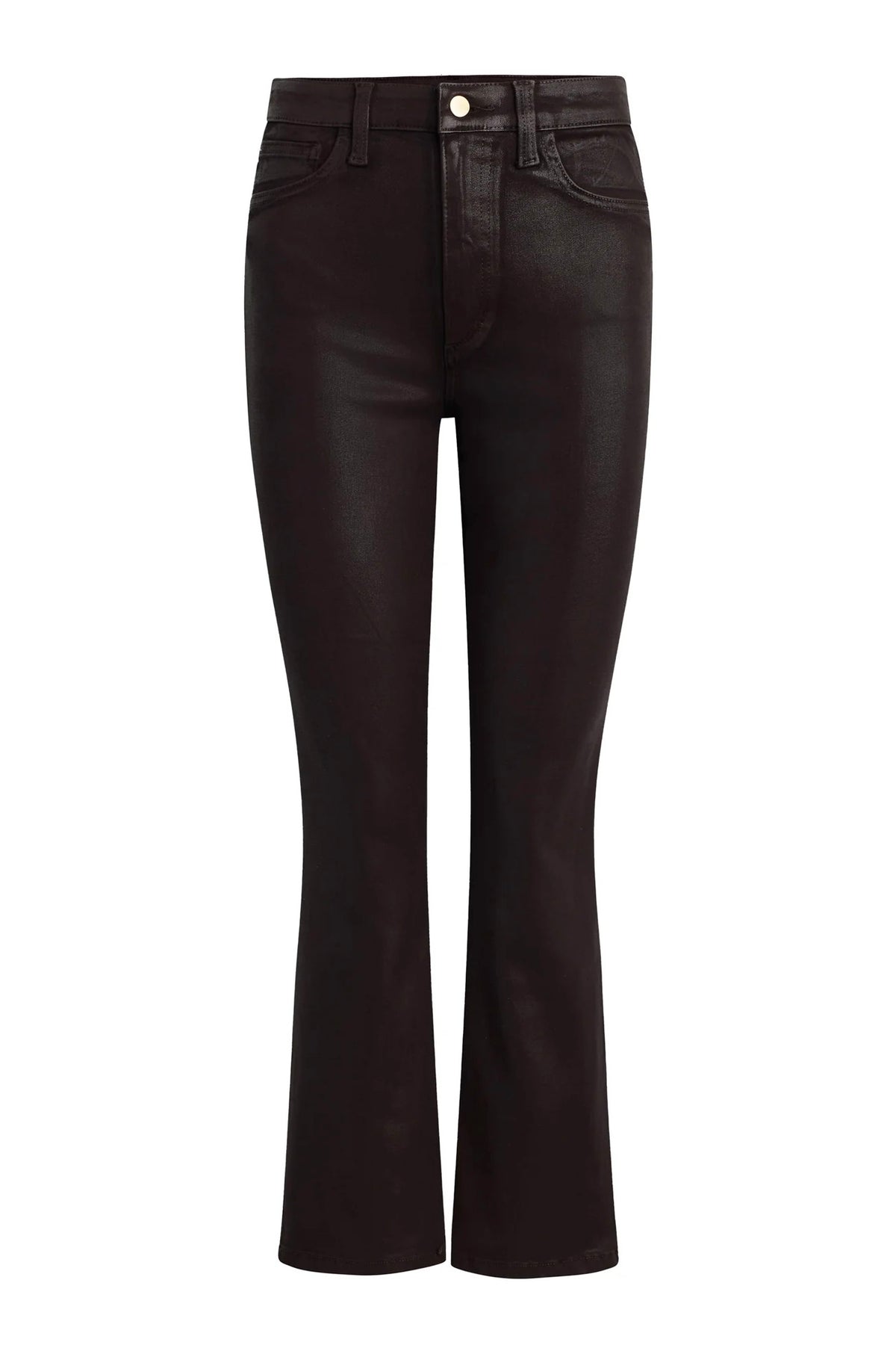 Callie Cropped Bootcut Coated Denim Dark Chocolate