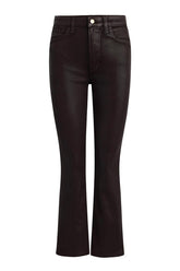 Callie Cropped Bootcut Coated Denim Dark Chocolate
