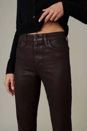 Callie Cropped Bootcut Coated Denim Dark Chocolate