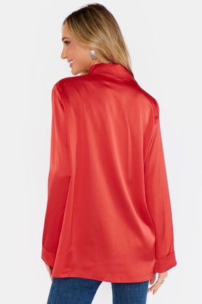 Smith Button Down Red Luxe Satin