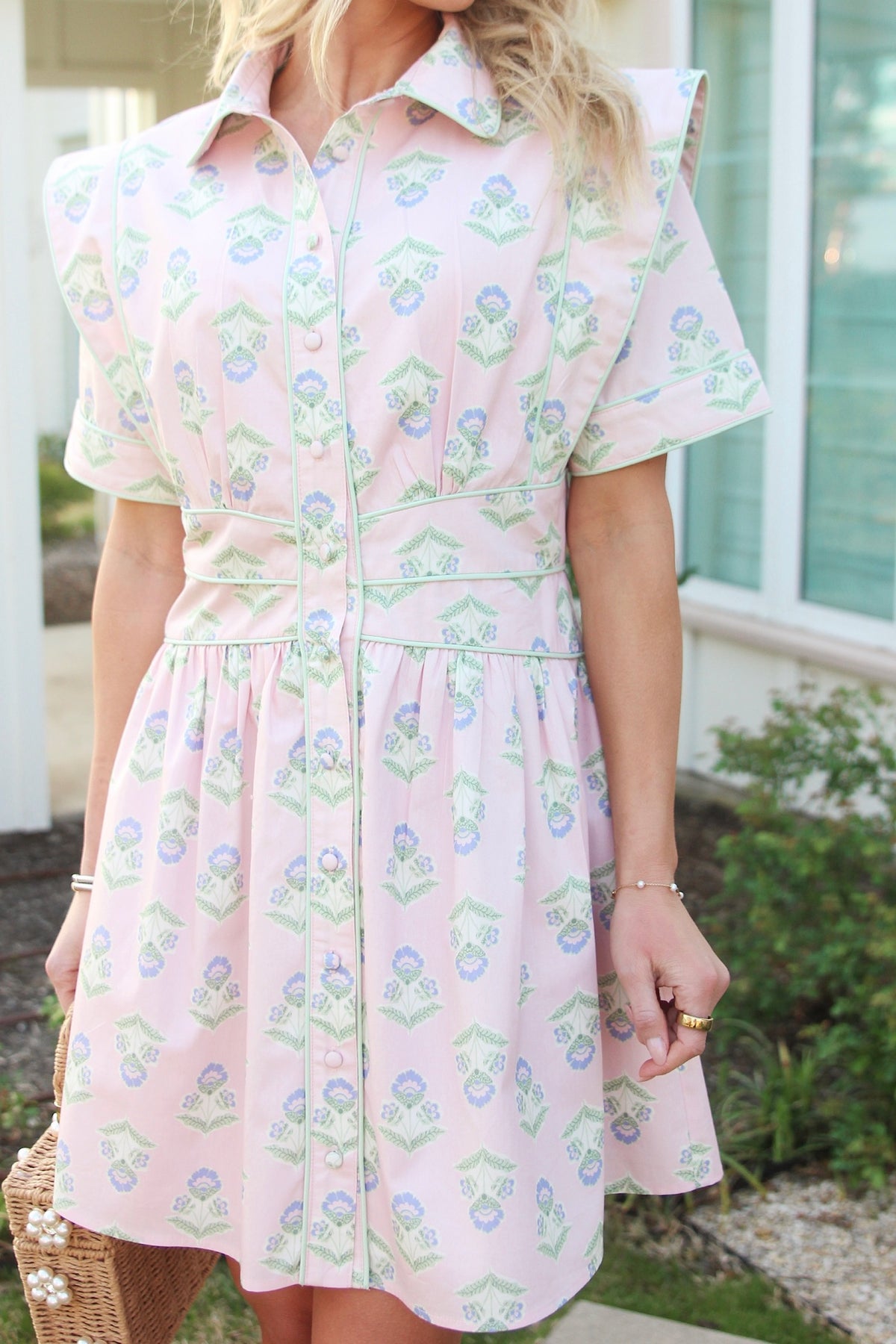 Pastel French Floral Mini Dress
