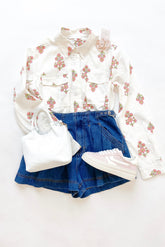 Pink Block Floral Top