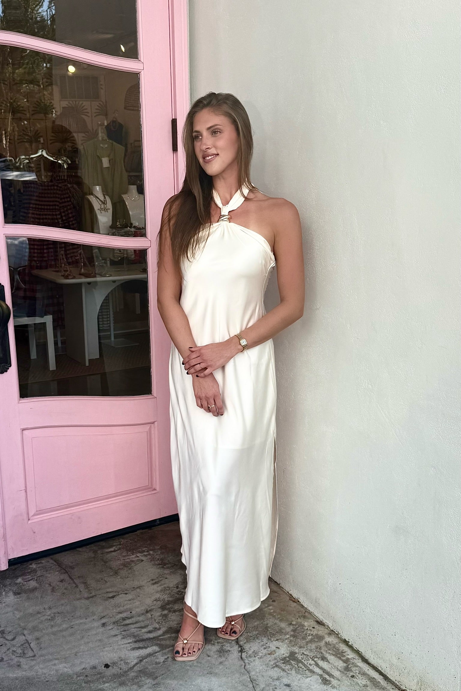 Makenna Satin Maxi Dress Ivory