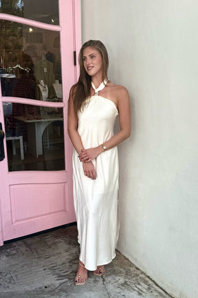 Makenna Satin Maxi Dress Ivory