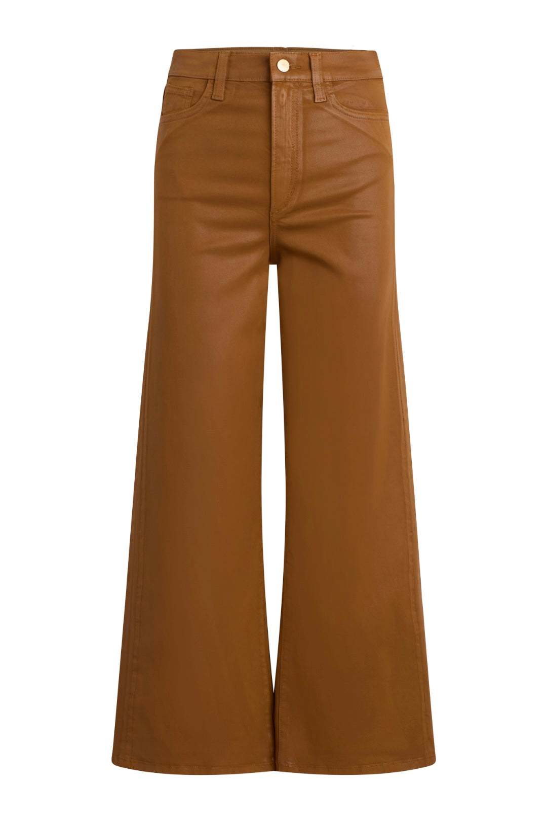 Mia High Rise Coated Wide Leg Denim Bronze Brown