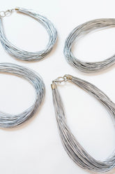 Leatherette Necklace Silver