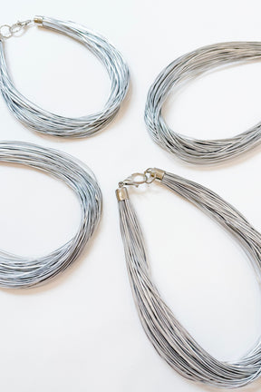 Leatherette Necklace Silver