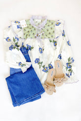 Ivory Lilac Floral Blouse