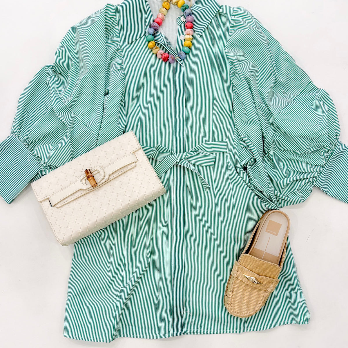 remi dress island green Remi Dress Green Stripe