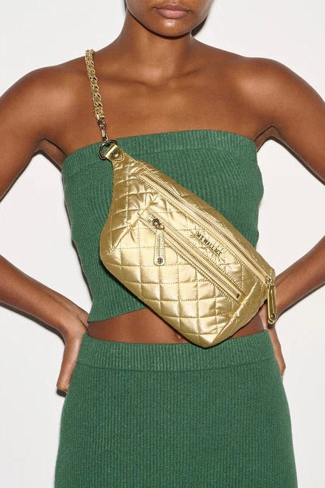 Small Crosby Crossbody Sling Light Gold Pearl Metallic