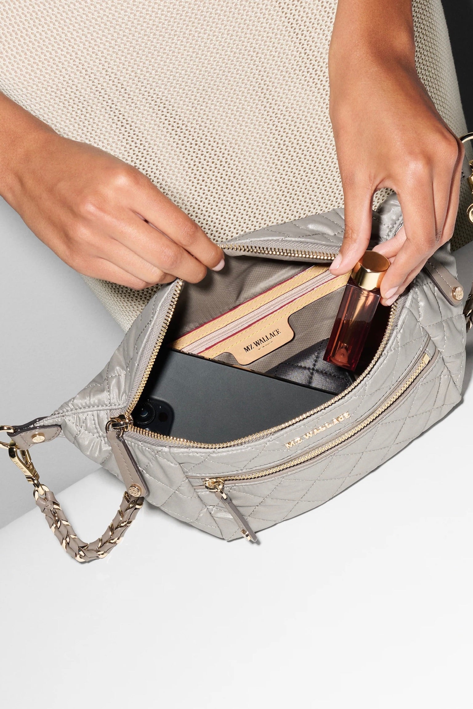 Small Crosby Crossbody Sling Sable Pearl Metallic