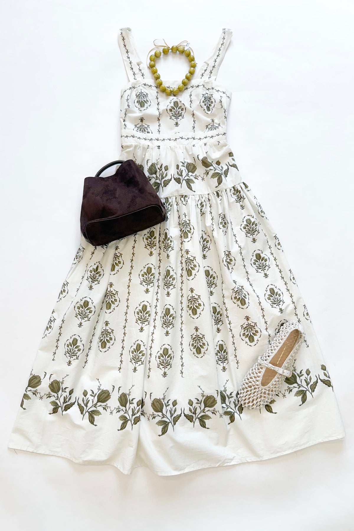 Olive Floral Midi Dress