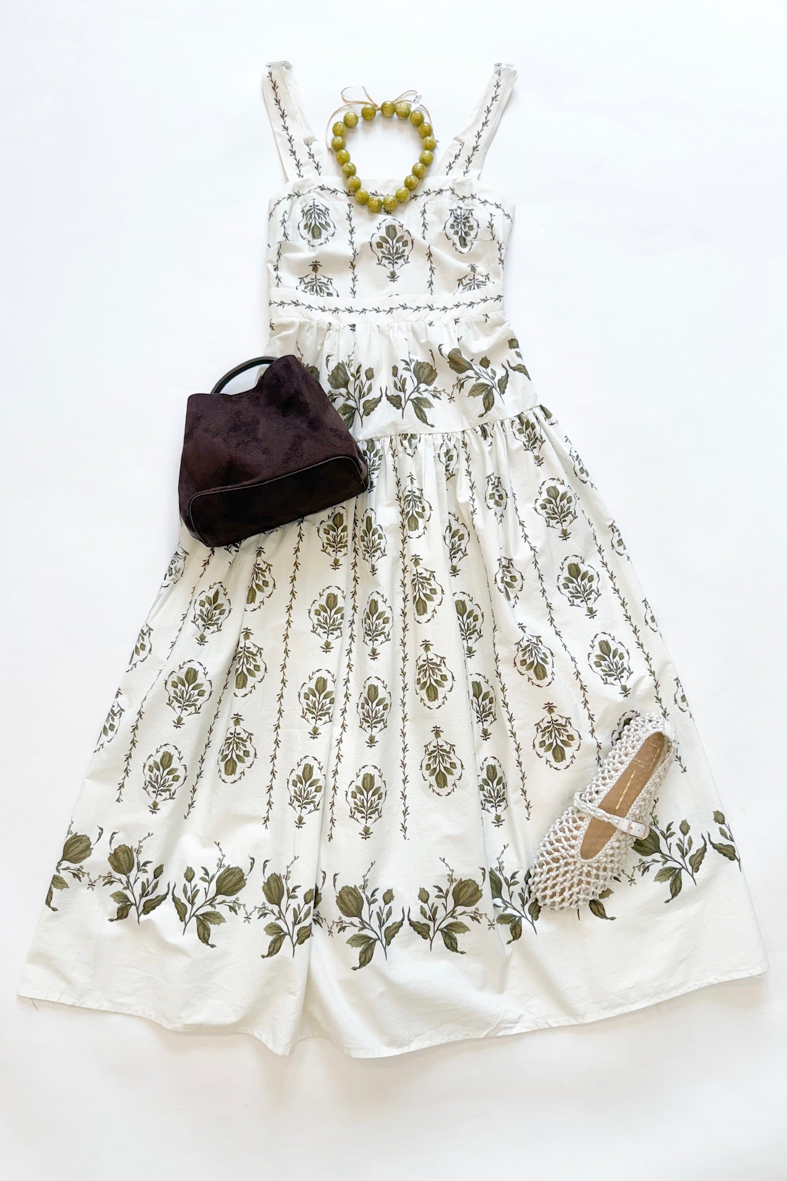 Olive Floral Midi Dress